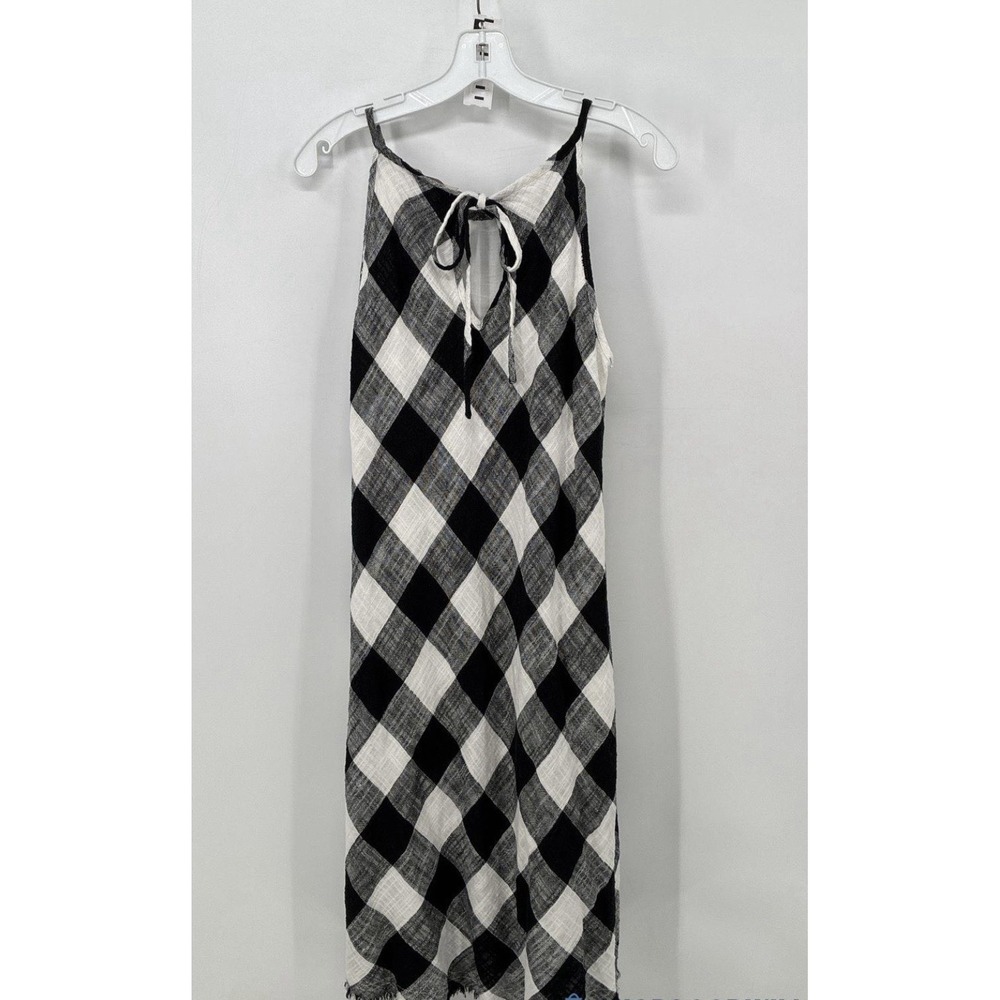 PHILOSOPHY Republic Midi DRESS Black & White Cotton Linen Sleeveless Size 12 Lg